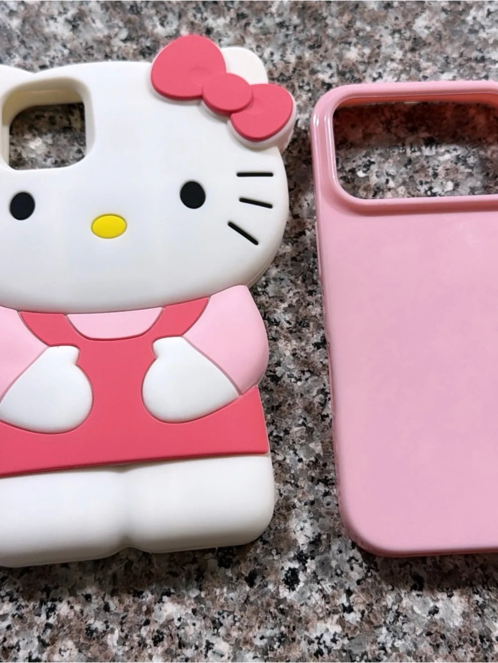 Hello Kitty Pink Silicone Phone Case with Solid Pink Backup Case Bundle